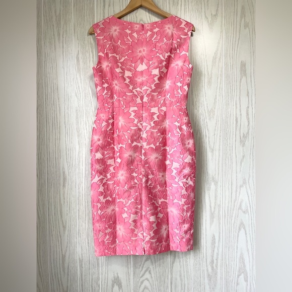 AG Phillips Textured Pink Floral Fabric Slit Neckline Sleeveless Dress Size 6 - Picture 3 of 5